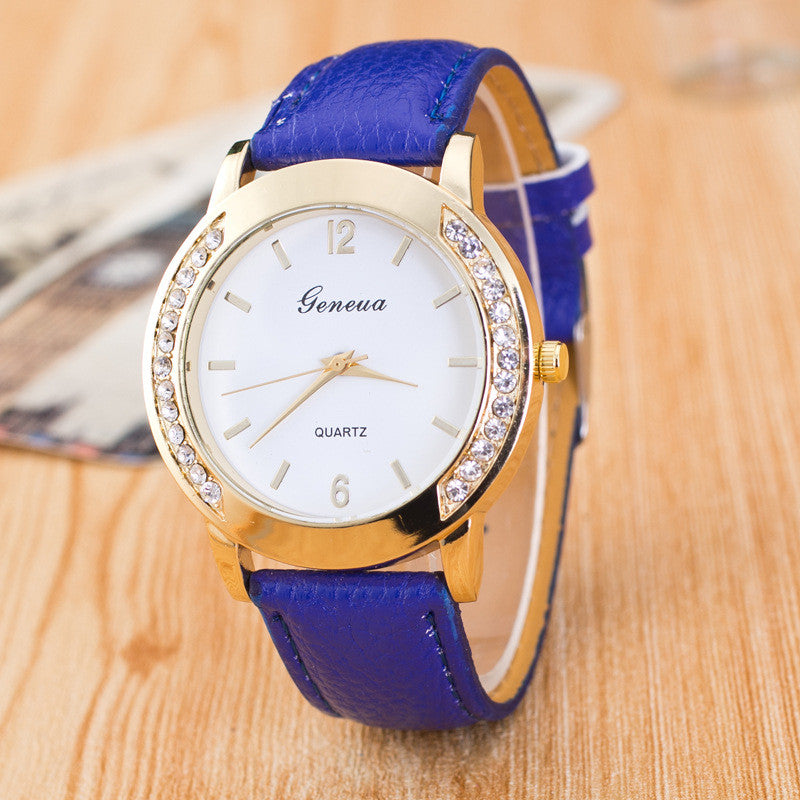 Classic Crystal Leather Watch