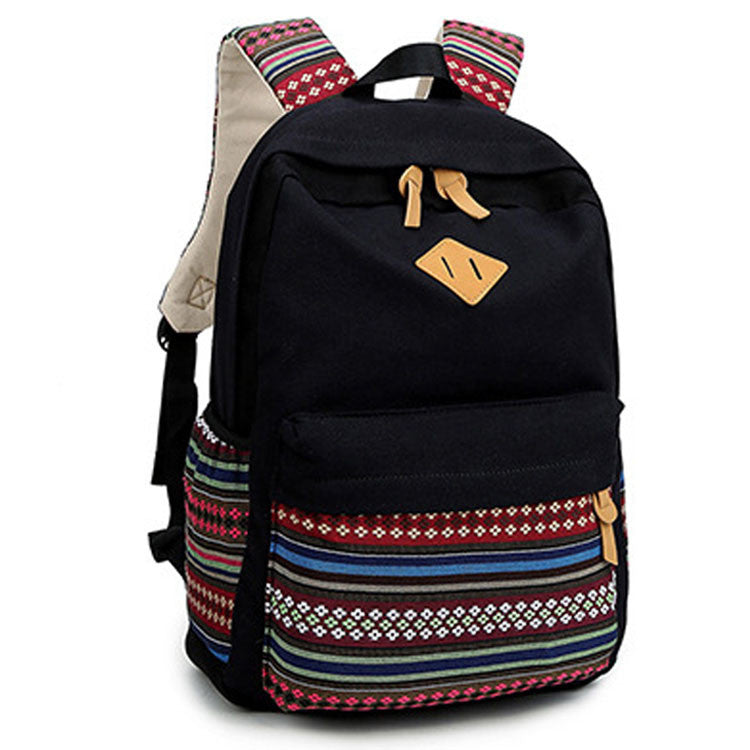 Retro Embroidery Canvas Backpack School Bag