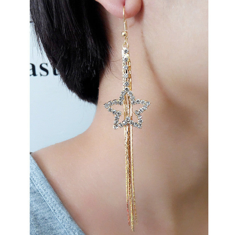 Exaggerated Crystal Tassels Party Earrings