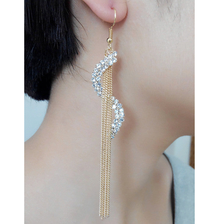 Exaggerated Crystal Tassels Party Earrings