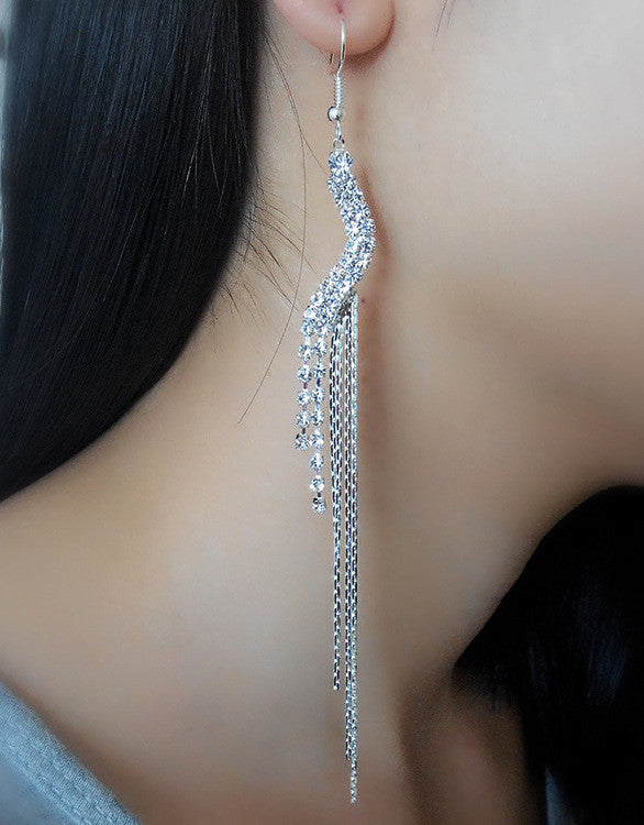 Exaggerated Crystal Tassels Party Earrings