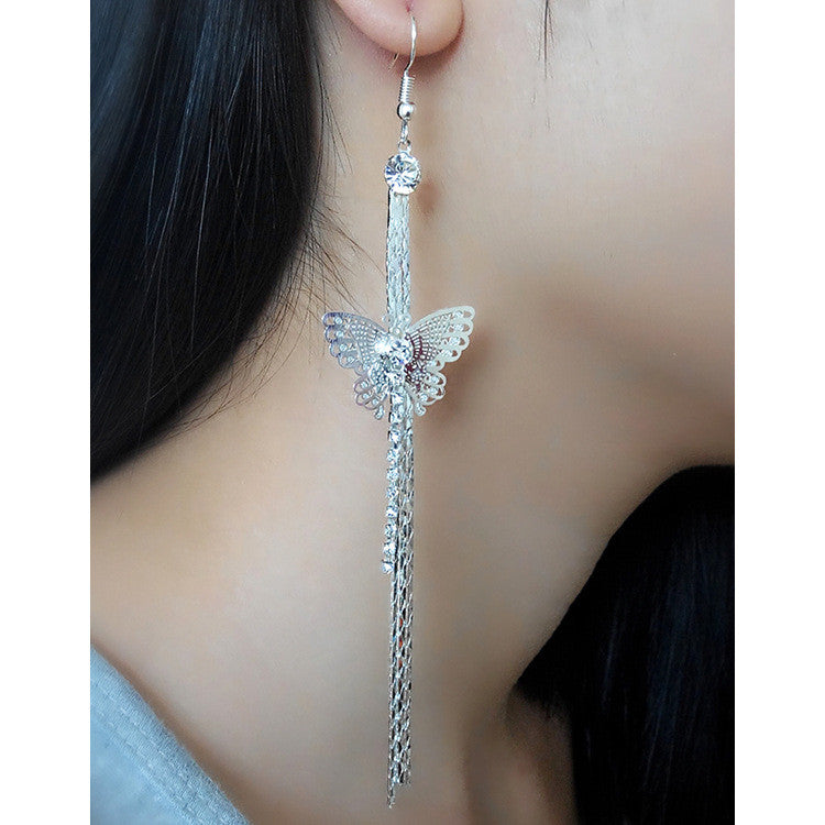 Exaggerated Crystal Tassels Party Earrings