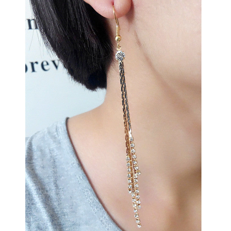 Exaggerated Crystal Tassels Party Earrings