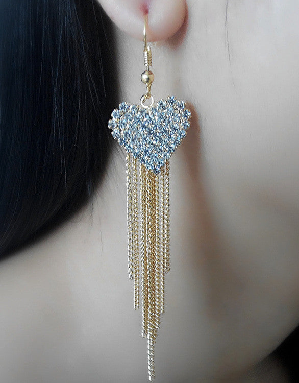 Exaggerated Crystal Tassels Party Earrings