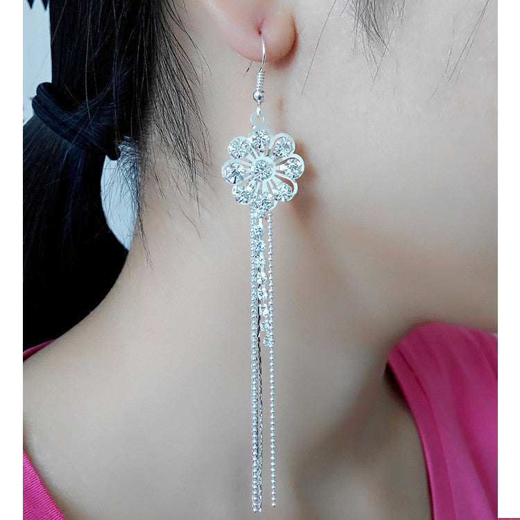 Exaggerated Crystal Tassels Party Earrings