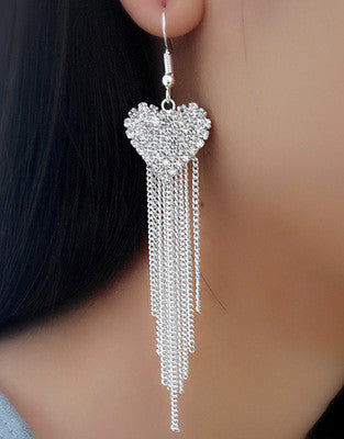 Exaggerated Crystal Tassels Party Earrings