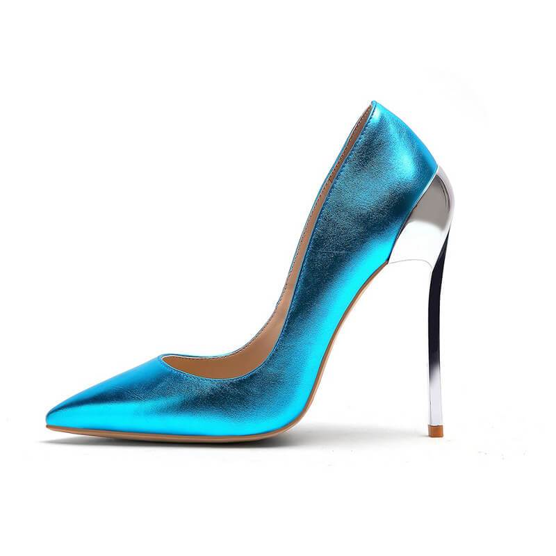 Patent Leather Bright Color Pointed Toe Stiletto Heel Pumps