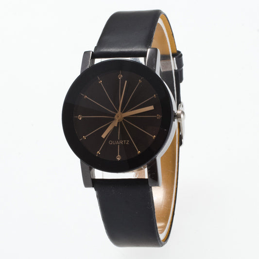 Black Round Dial Crystal Couple Watch