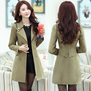 Pure Color Long Sleeves Lapel Slim Long Coat