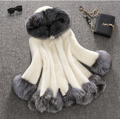 Color Patchwork Faux Fur Warm Oversized Teddy Hooded Coat