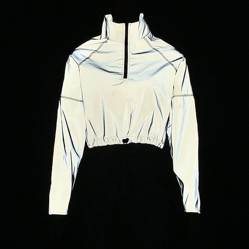 Reflective Drawstring Hem Cropped Jacket