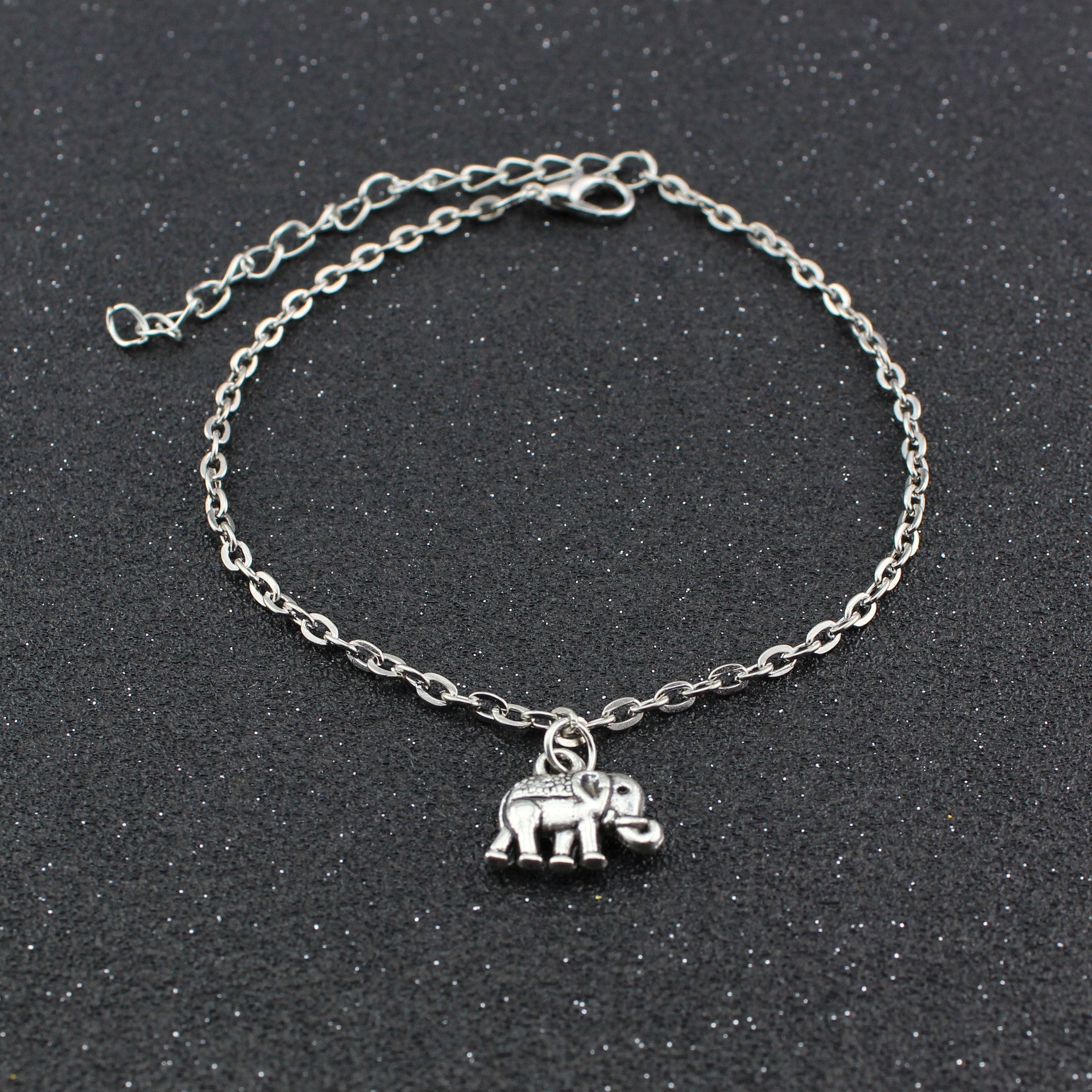 Silver Elephant Pendant Women's Anklet