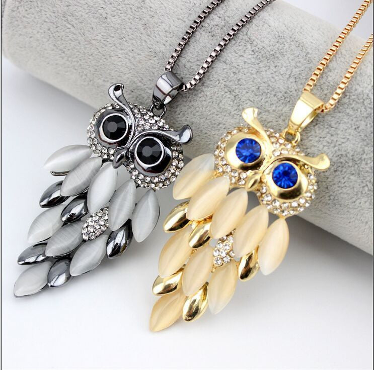 Upscale Owl Sweater Chain Europe Fashion Pendant Necklace 