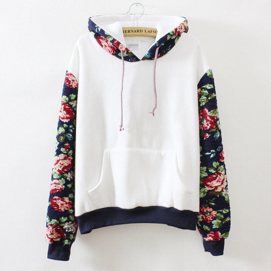 Print Retro Pullover Long Sleeve Loose Hoodie