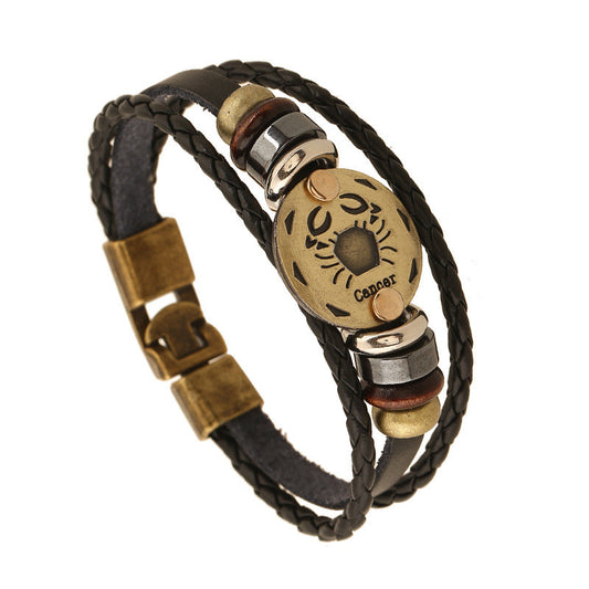 Cancer Constellation Leather Bracelet