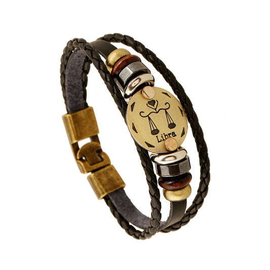 Libra Constellation Leather Bracelet