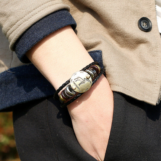 Capricorn Constellation Leather Bracelet