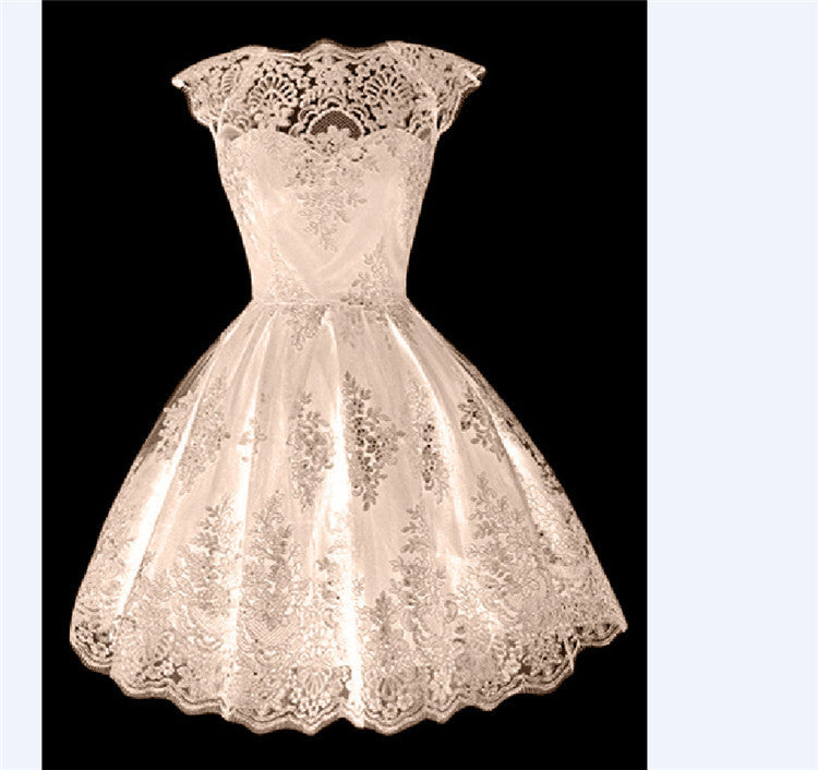 Fashion Eyelash Tassel Lace A-Line Flared Short Dress