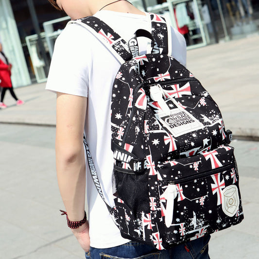 British Simple Students Words Printed Travel Backpack