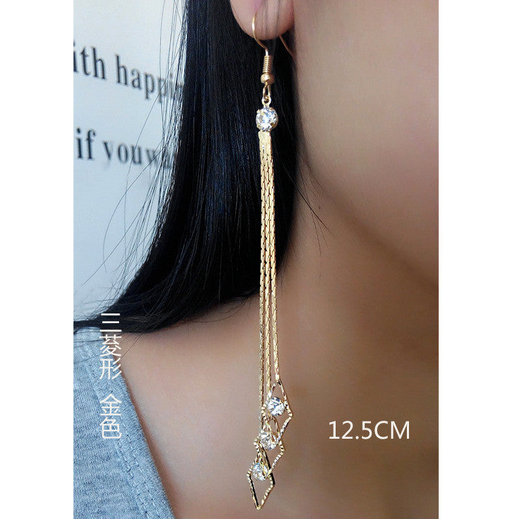 Exaggerated Crystal Tassels Party Earrings