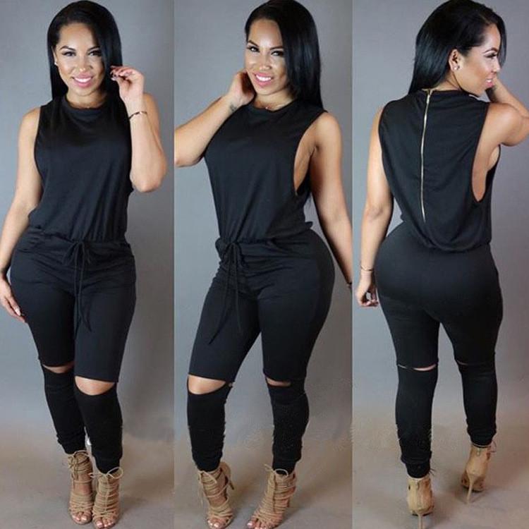 Backless Sexy Scoop Bandage Hollow Out Jumpsuits