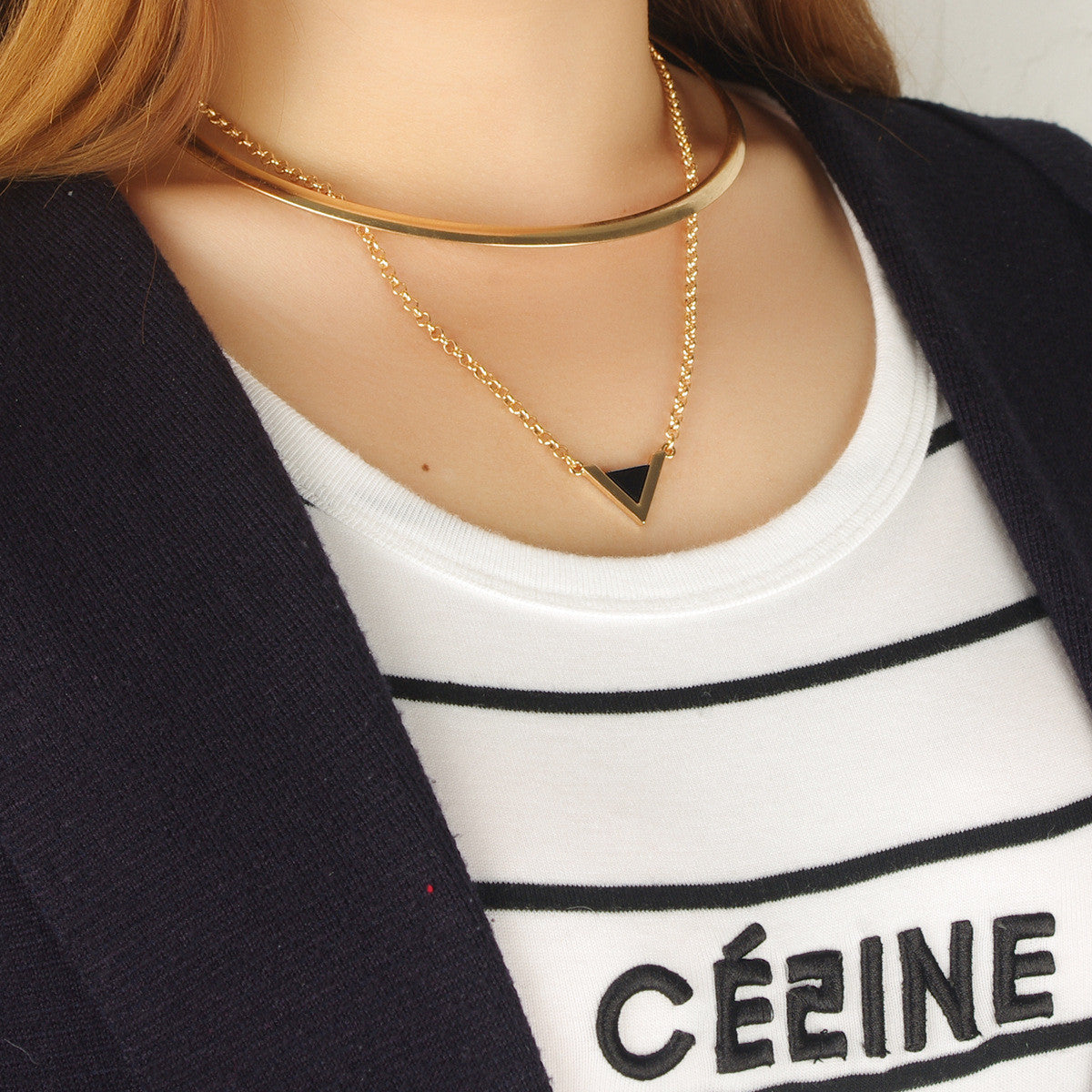 Geometry Triangle Pendant Loop Necklace