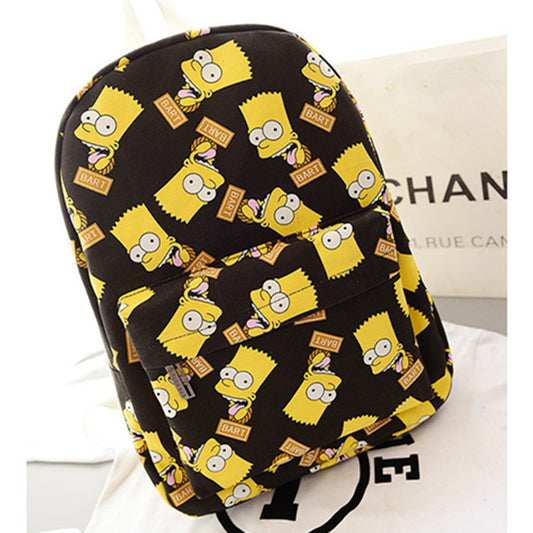 Cute Cartoon Simpson Print Canvas School Backpack Bag