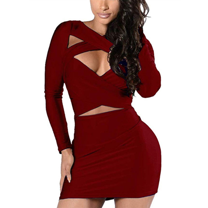 Sexy Cutout Fleabag Bodycon Long Sleeve Dress