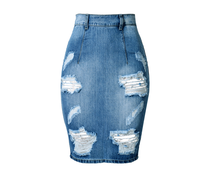 Pure Color Bodycon High Waist Slim Short Denim Skirt