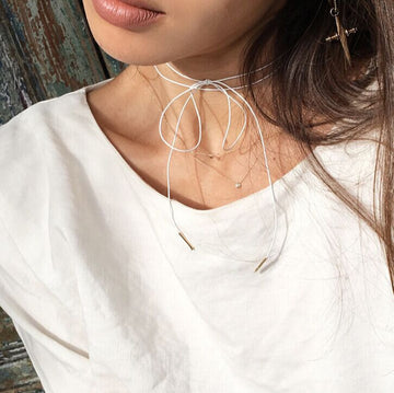 Minimalist Wax String Bowknot Lady's Necklace