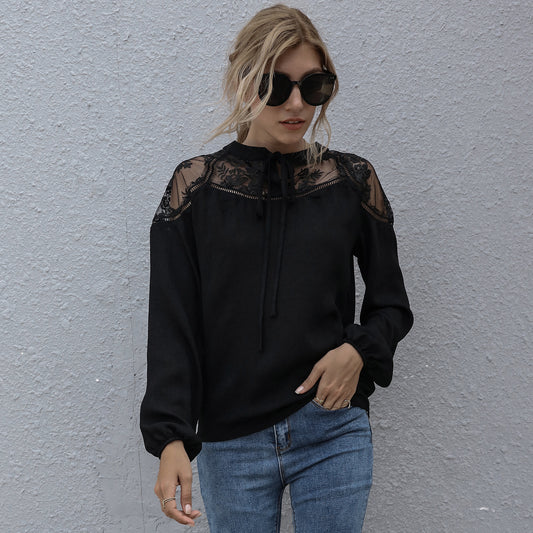 Embroidered stitching long sleeve T-shirt