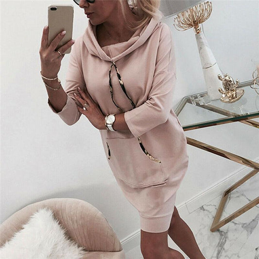 Hooded Loose Women's Sweater Dress