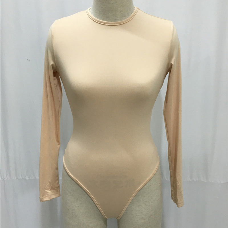 Sexy Stretch Long Sleeves O Neck Full Bodysuit