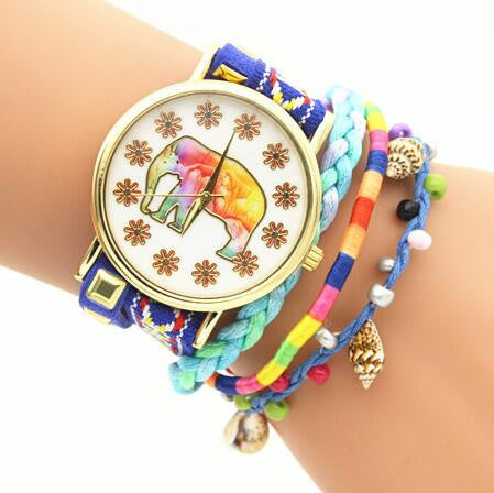 Elephant Print Colorful Strap Watch