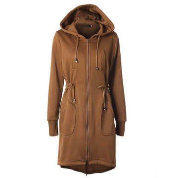 Hoodie Drawstring Longline Coat