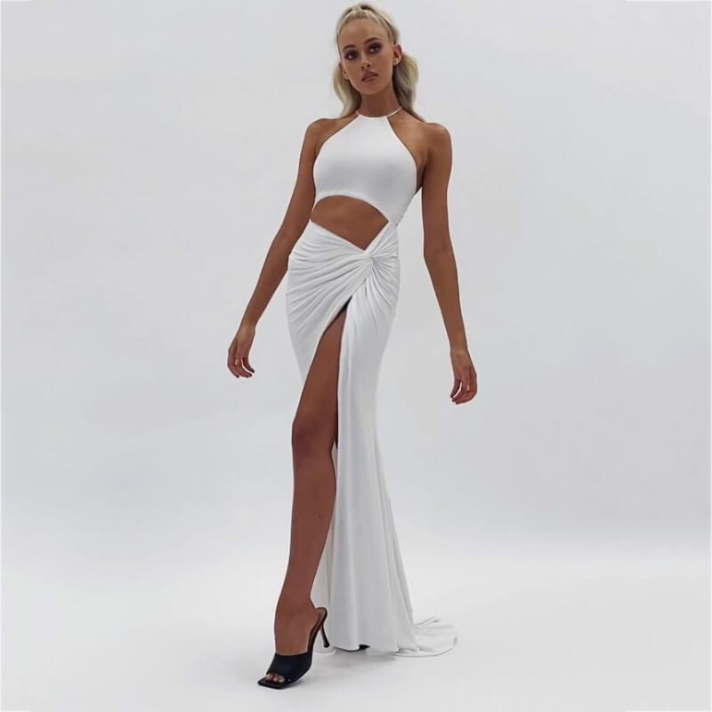 Cut Out Slits Halter Dress