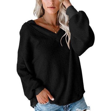 V-Neck Baggy Long Sleeve Sweater