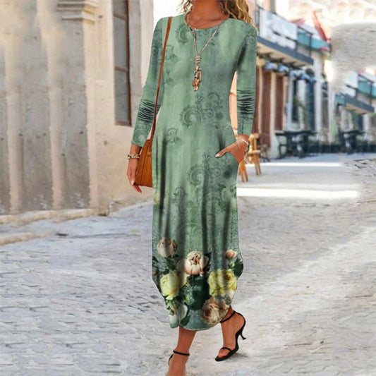 Relaxed Fit Floral Print Vacation Midi Dress