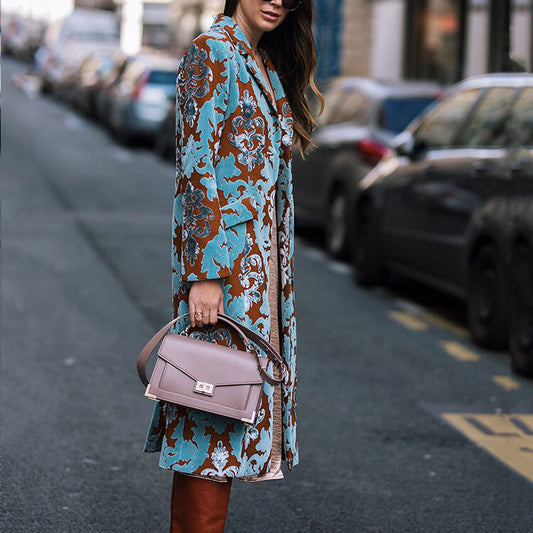 Slim Colorblock Print Over Coat