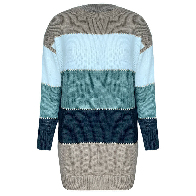 Knitted Colorblock Sweater Dress