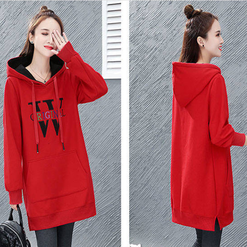 Winter Pullover Drawstring Letter Print Dress Hoodies