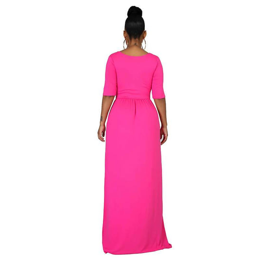 Casual Half Sleeve Floor Length Dress