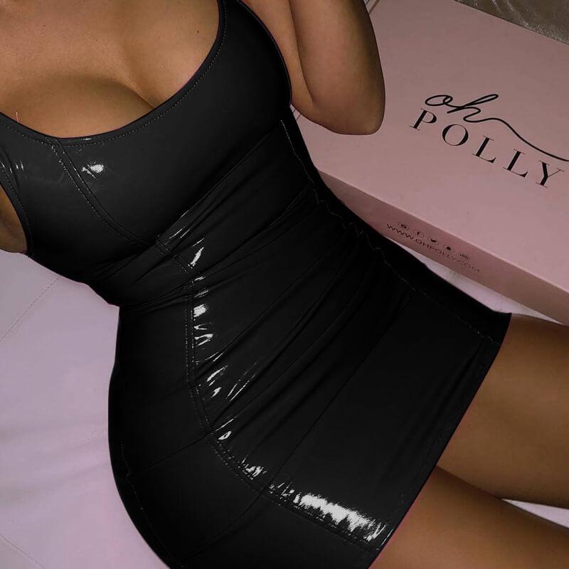 PU Skinny Bodycon Short Dress