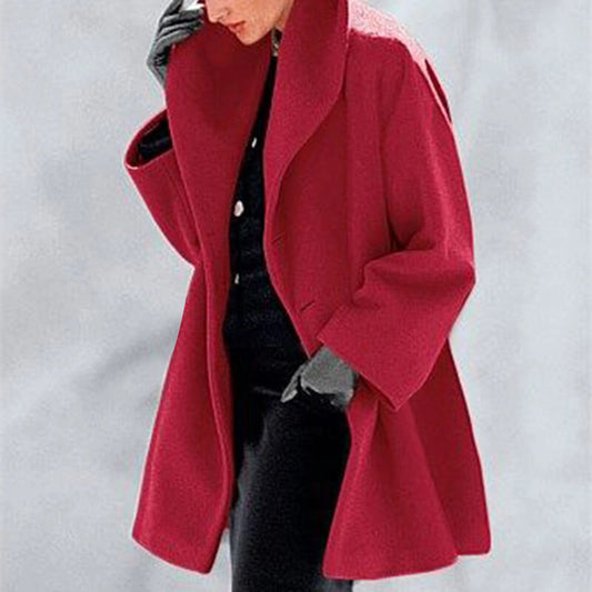 Plain One Button Wool Coat