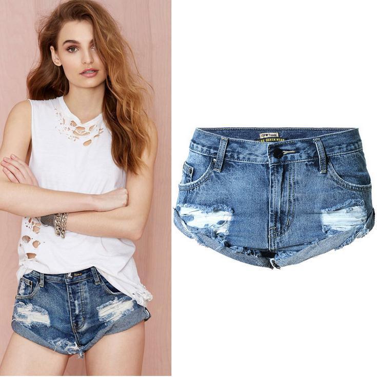 Rolled Hem Holes Rough Edges Casual Beach Shorts - Meet Yours Fashion - 1