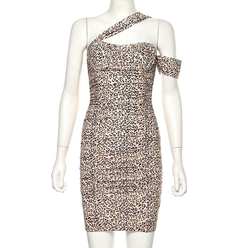 Boat Neck Leopard Bodycon Dress