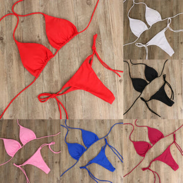 Hot Halter Bandage Low Rise Thong Bottom Bikinis