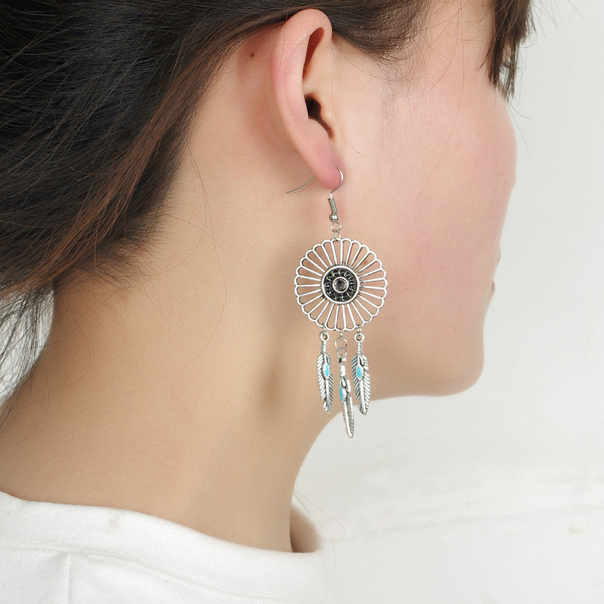 National Style Feather Tassel Earrings