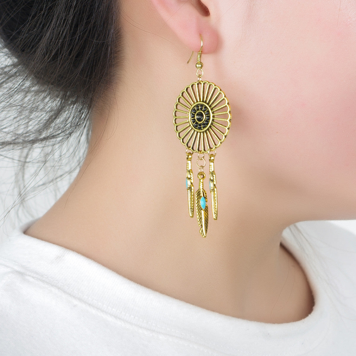 National Style Feather Tassel Earrings