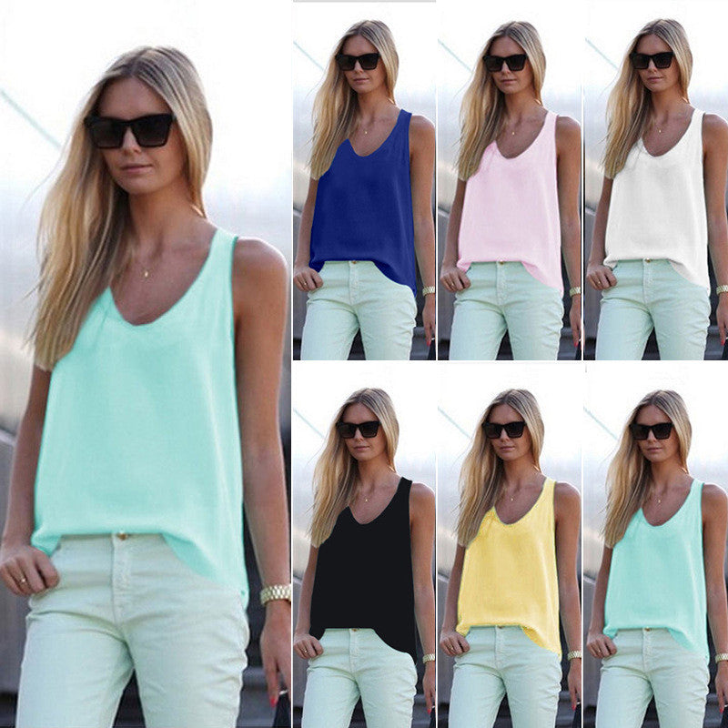 Pure Color Scoop Casual Sleeves Street Chic Vest